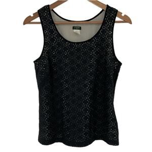 J CREW Black Lace Overlay Lined Sleeveless Blouse Size 0 Feminine Timeless